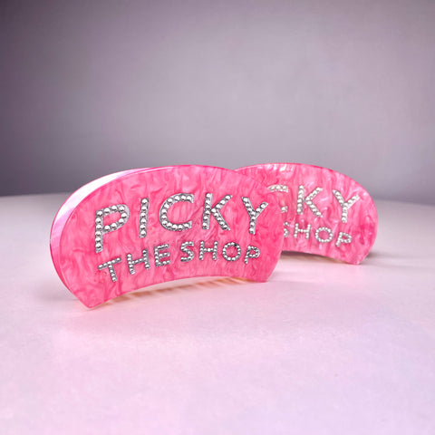 【RESTOCK ITEMS】Rhinestone hair clip on pink marble