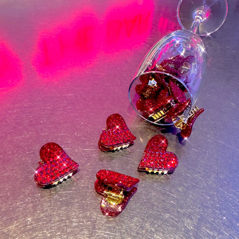 Mini heart rhinestone hair clip